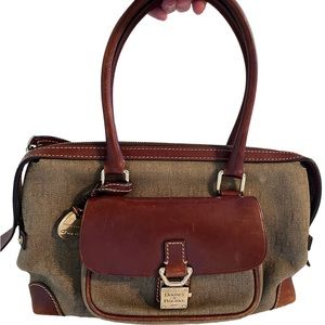 Vintage Dooney & Bourke Leather Trim Fabric Satchel Bag